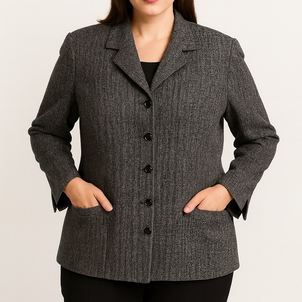 NORTON MCNAUGHTON  Woman Blazer Gray Textured Jacket Lined. SIZE 18W NWOT